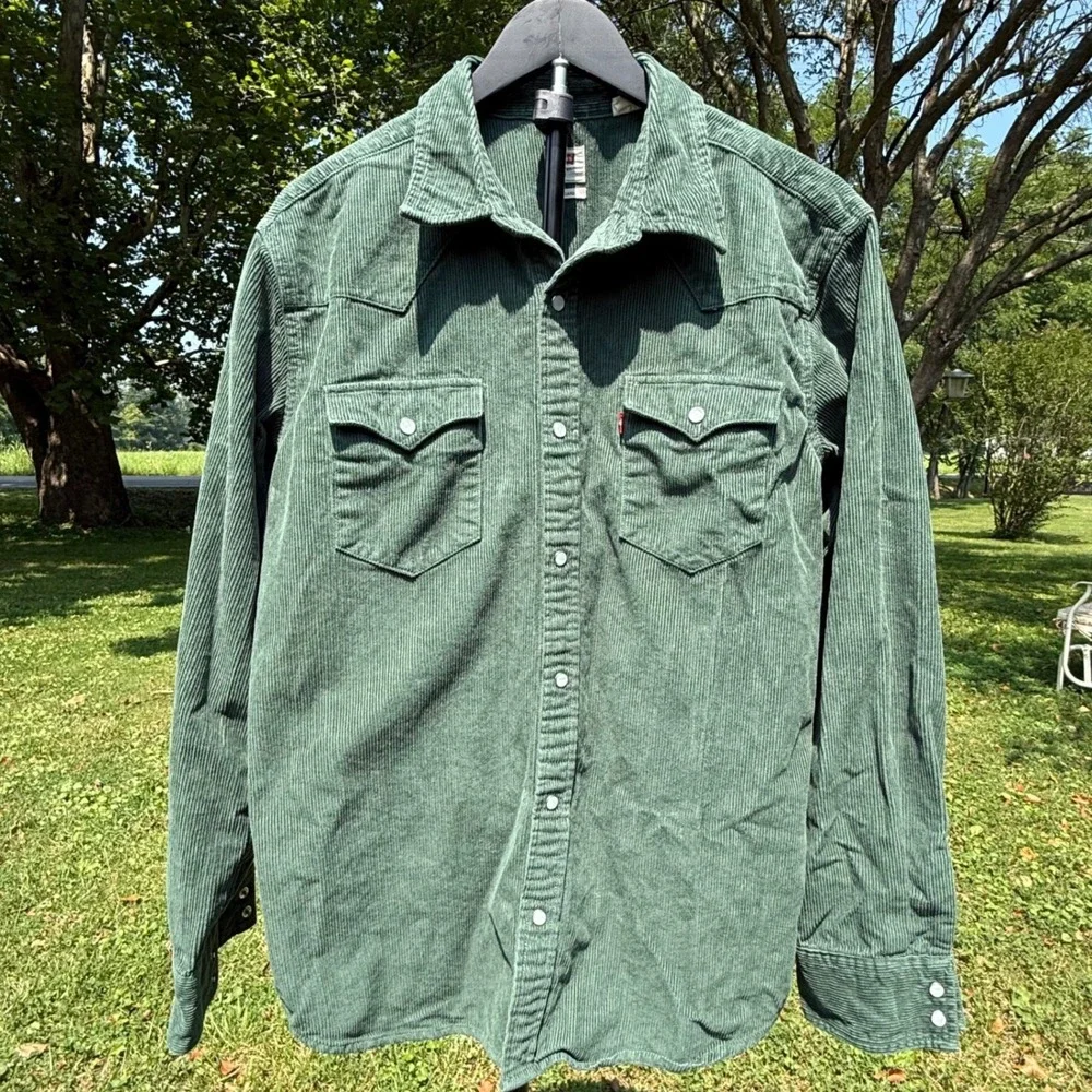 Levi's Dark Green Corduroy Button-Down Shirt